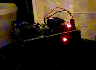 Two Raspberry Pi's with a CPU usage LED each