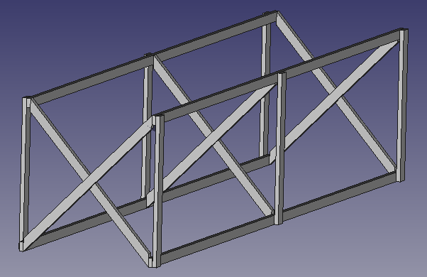 FreeCAD screenshot of how far I got with the structure in around two hours