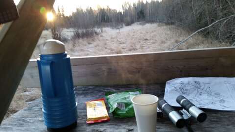 View from my stand in late October. Sun is low on the horizon. Frost on the ground